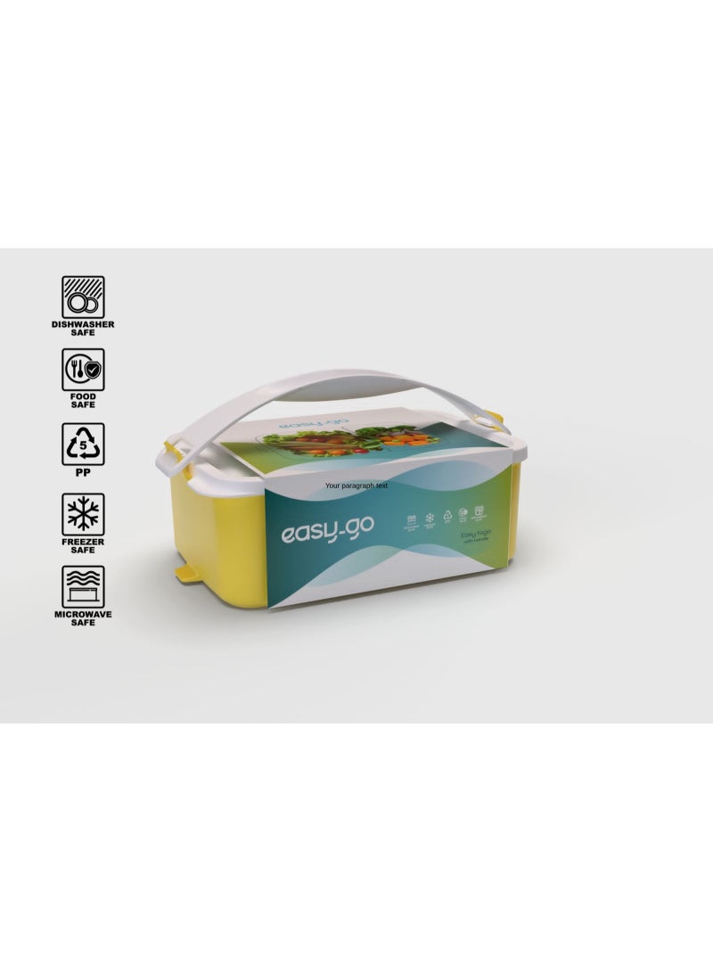 EasyGO Easy-Go 1.5L Portable Lunch Box with Handle – Sectioned - Microwave, Freezer & Dishwasher Safe - Image 4